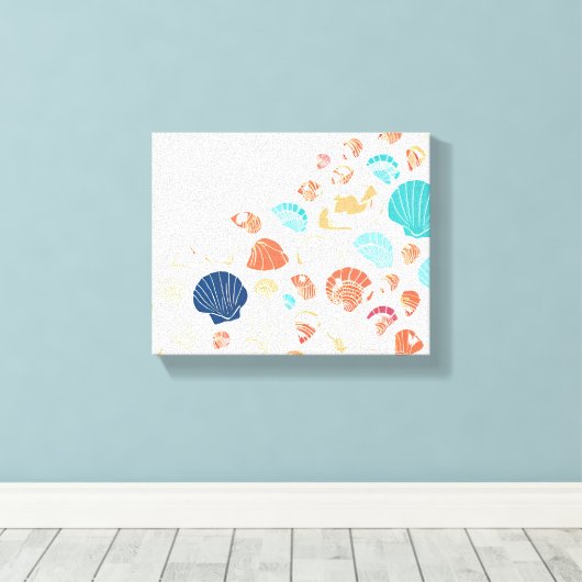 zeeschelpstrand canvas afdruk (Insitu (Houten vloer))