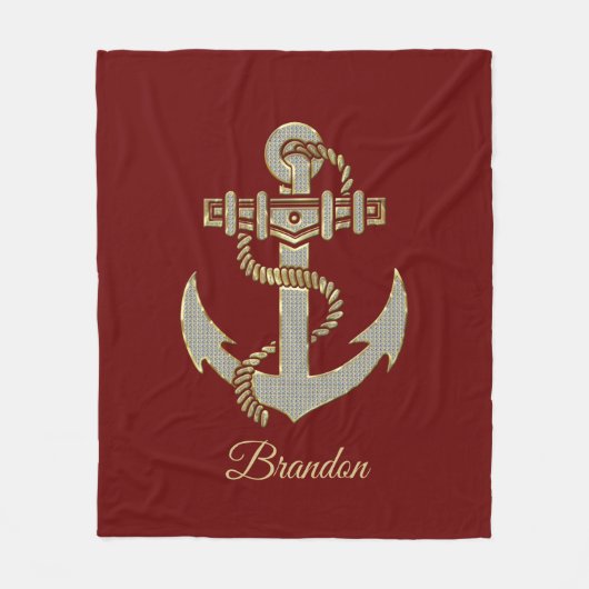 Zeeschepanker met zilver en gouden toon, vacht b fleece deken (Voorkant)