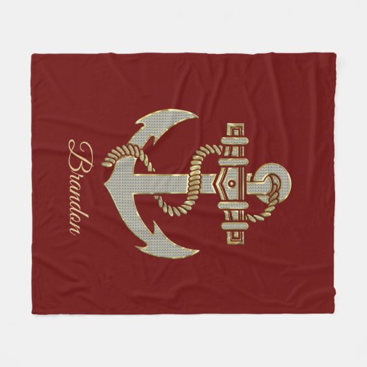 Zeeschepanker met zilver en gouden toon, vacht b fleece deken (Voorkant (Horizontaal))