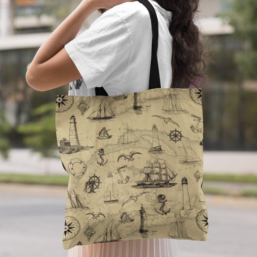  zeeschepen en vuurtorens tote bag
