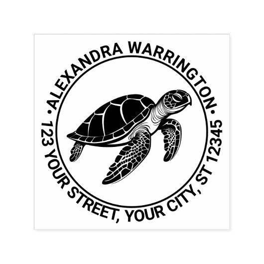 Zeeschildpad #4 Naam Retouradres Zelfinktende Stempel (Design)