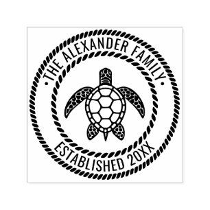 Zeeschildpad #5 Familienaam Datum Oprichting Touw  Zelfinktende Stempel