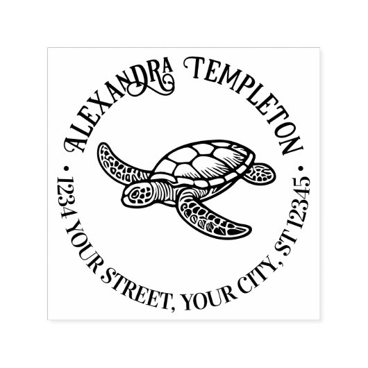 Zeeschildpad #7 Naam Retouradres Zelfinktende Stempel (Design)