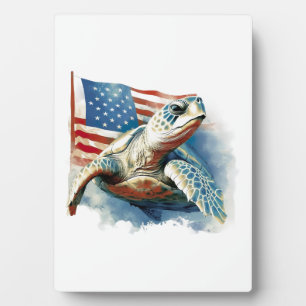 Zeeschildpad Amerikaanse Vlag Fotoplaat