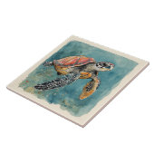 Zeeschildpad Aquarel Tegeltje (Zijkant)