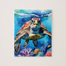 Zeeschildpad Aquarel Tropische Oceaan
