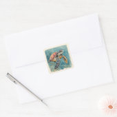 Zeeschildpad Aquarel Vierkante Sticker (Envelop)