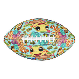 Zeeschildpad Baby Gelukkig en Schattig Karakter American Football