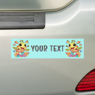 Zeeschildpad Baby Gelukkig en Schattig Karakter Bumpersticker