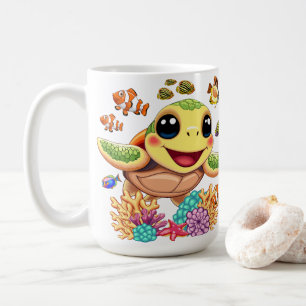 Zeeschildpad Baby Gelukkig en Schattig Karakter Koffiemok