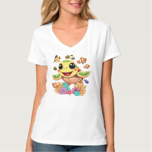 Zeeschildpad Baby Gelukkig en Schattig Karakter T-shirt