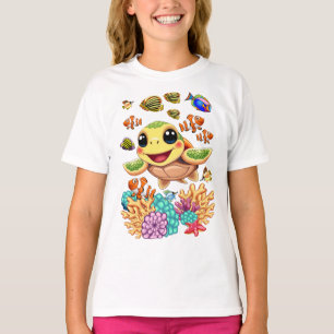 Zeeschildpad Baby Gelukkig en Schattig Karakter T-shirt