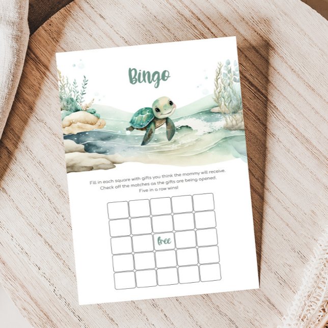 Zeeschildpad Baby Shower Bingo Spel (Sea Turtle Baby Shower Game
)