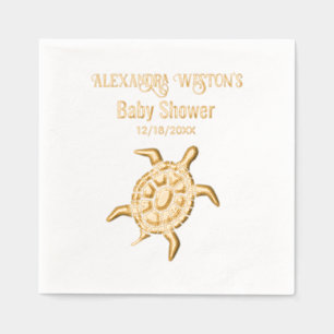 Zeeschildpad Baby Shower Feest Naam Datum Folie Servetten