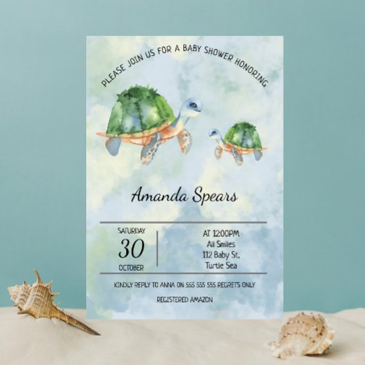 Zeeschildpad - Baby Shower Kaart