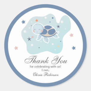 Zeeschildpad Baby Shower Mooie Oceaan Ronde Sticker