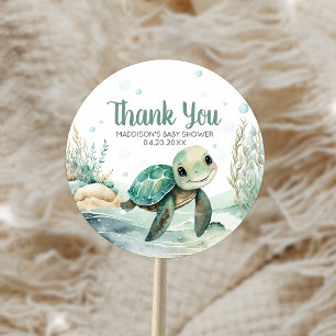 Zeeschildpad Baby Shower Ronde Sticker