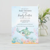 Zeeschildpad Baby Shower Uitnodiging - Roze (Staand voorkant)
