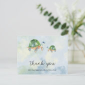 Zeeschildpad - babyshower bedankje  briefkaart (Staand voorkant)