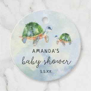 Zeeschildpad - babyshower bedankjes labels
