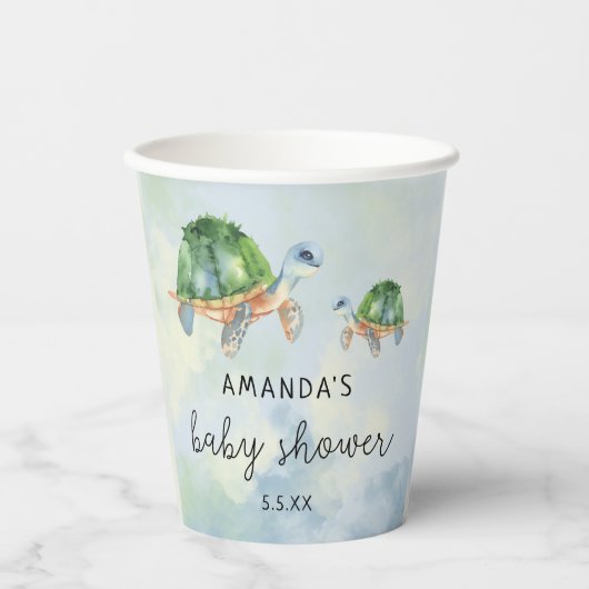 Zeeschildpad - babyshower papieren bekers (Voorkant)
