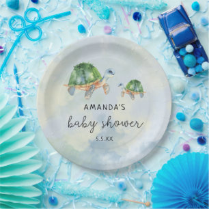 Zeeschildpad - babyshower  papieren bordje