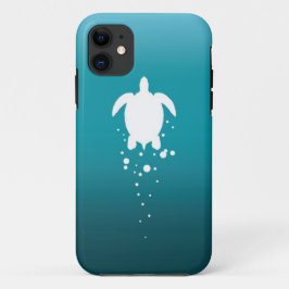 Zeeschildpad & Bellen Tegen Blauwgroene Oceaan iPhone 11 Hoesje