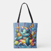 Zeeschildpad bij het strand  tote bag (Achterkant)
