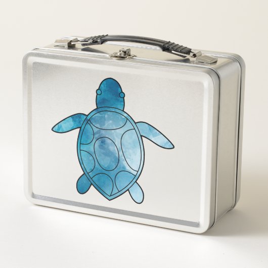 Zeeschildpad blauw aquarel (Voorkant)