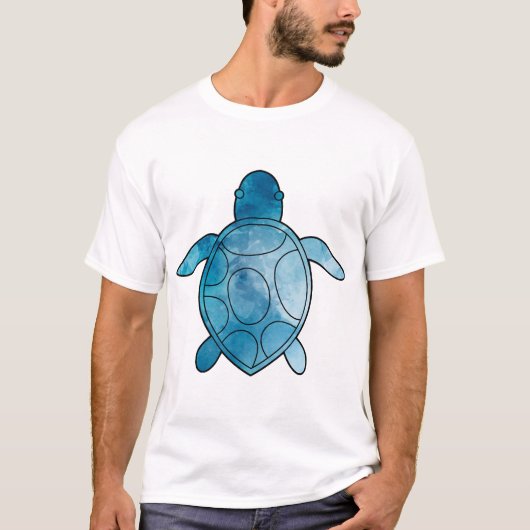 Zeeschildpad blauw aquarel t-shirt (Voorkant)