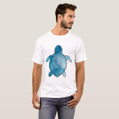 Zeeschildpad blauw aquarel t-shirt (Voorkant volledig)