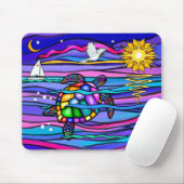 Zeeschildpad (blauw / roze) muismat (Met muis)