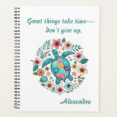 Zeeschildpad Bloem Boho School Kantoor met Naam Planner (Voorkant)
