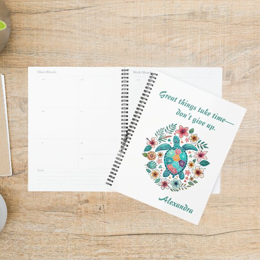 Zeeschildpad Bloem Boho School Kantoor met Naam Planner