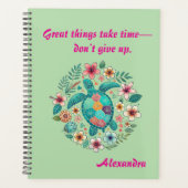 Zeeschildpad Bloem Boho School Kantoor met Naam Planner (Voorkant)