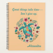 Zeeschildpad Bloem Boho School Kantoor met Naam Planner (Voorkant)