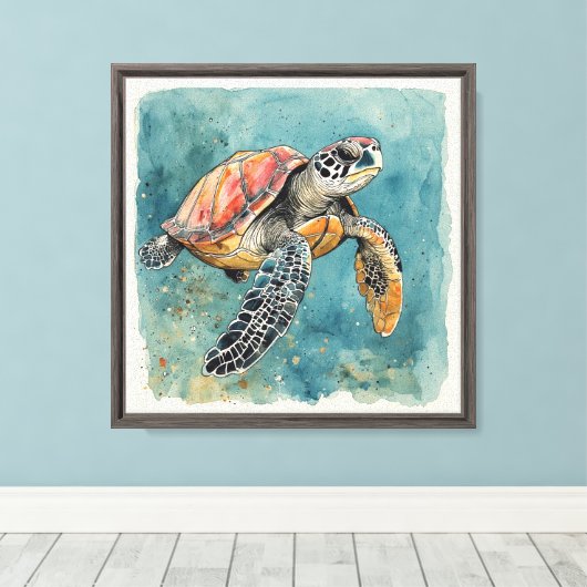 Zeeschildpad Canvas Afdruk (Insitu (Houten vloer))