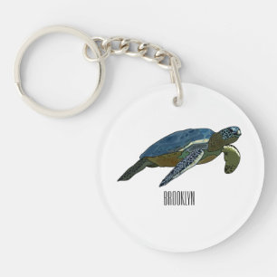Zeeschildpad cartoon illustratie sleutelhanger