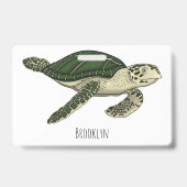 Zeeschildpad cartoonillustratie  badge (Achterkant)