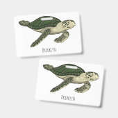 Zeeschildpad cartoonillustratie  badge (Voor- en achterkant)