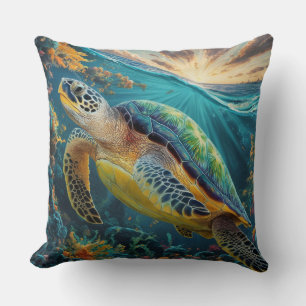 Zeeschildpad Duikt in de Zee Kussen