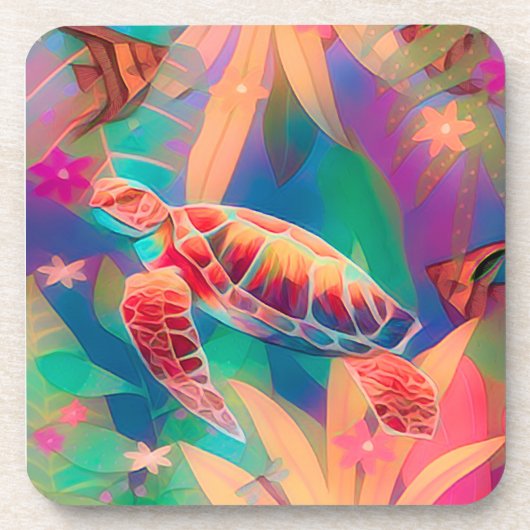 Zeeschildpad en engelvis bier onderzetter (Voorkant)