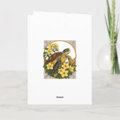 Zeeschildpad en gele gelsemium bloemen feestdagen kaart (Achterkant)