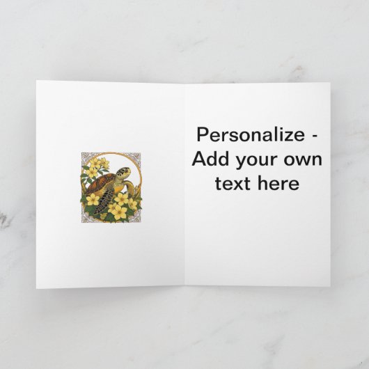 Zeeschildpad en gele gelsemium bloemen feestdagen kaart (Binnen)