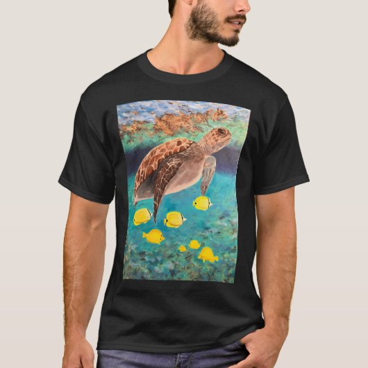Zeeschildpad en Gele Tangs T-shirt (Voorkant)