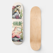 Zeeschildpad en Zeester Oceaan Kunst Persoonlijk Skateboard (Voorkant)