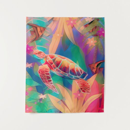 Zeeschildpad Fantasie Scene Medium Wandkleed (Voorkant)