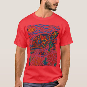 Zeeschildpad Geïnspireerd door Mola Kunstwerk van T-shirt