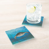 Zeeschildpad Glas Onderzetter (Schuin)
