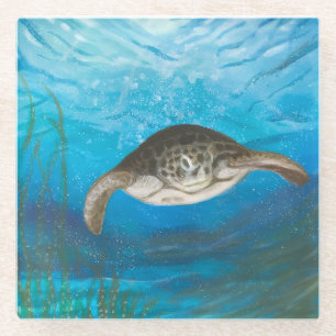 Zeeschildpad Glas Onderzetter